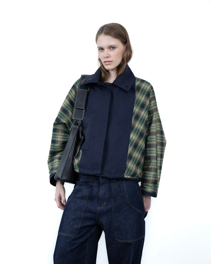 Trench Curto Dupla Face Azul Marinho