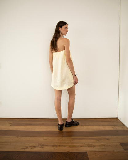 Vestido Mini Tomara que Caia Linho Manteiga