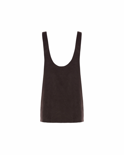Vestido Suspensório Veludo Marrom