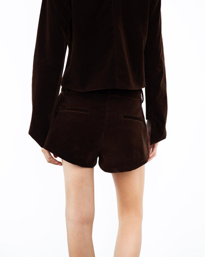 Shorts de Veludo Marrom