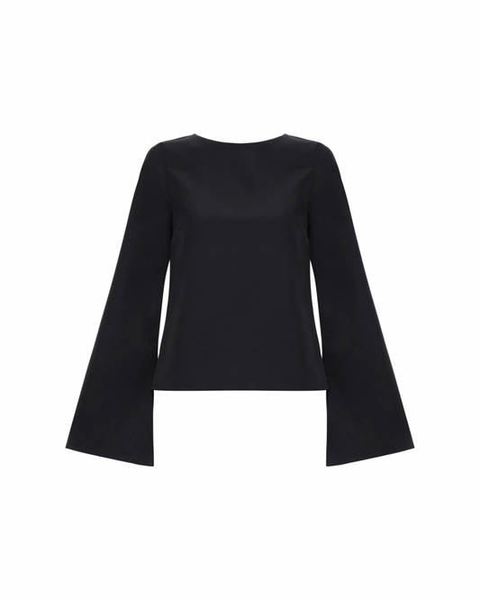 Blusa Cartas Costas Abertas Preta
