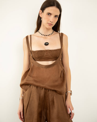 Blusa Voil de Linho Marrom