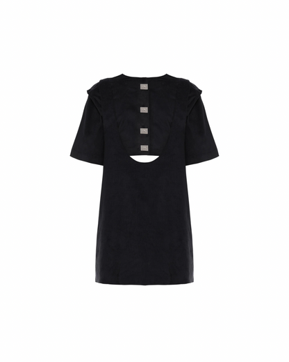 Vestido Suspensório Veludo Preto