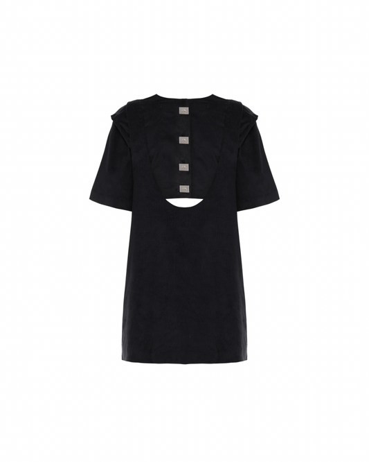 Vestido Suspensório Veludo Preto
