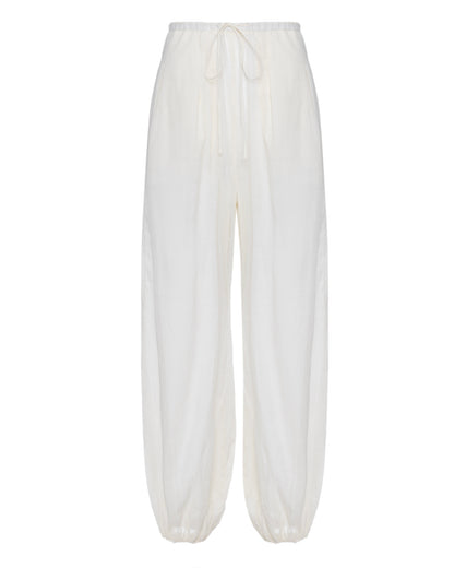 Calça Balonê Voil de Linho Off White