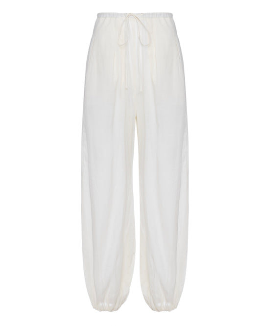 Calça Balonê Voil de Linho Off White