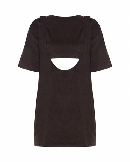 Vestido Suspensório Veludo Marrom