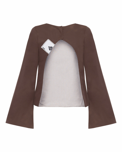 Blusa Cartas Costas Abertas Marrom