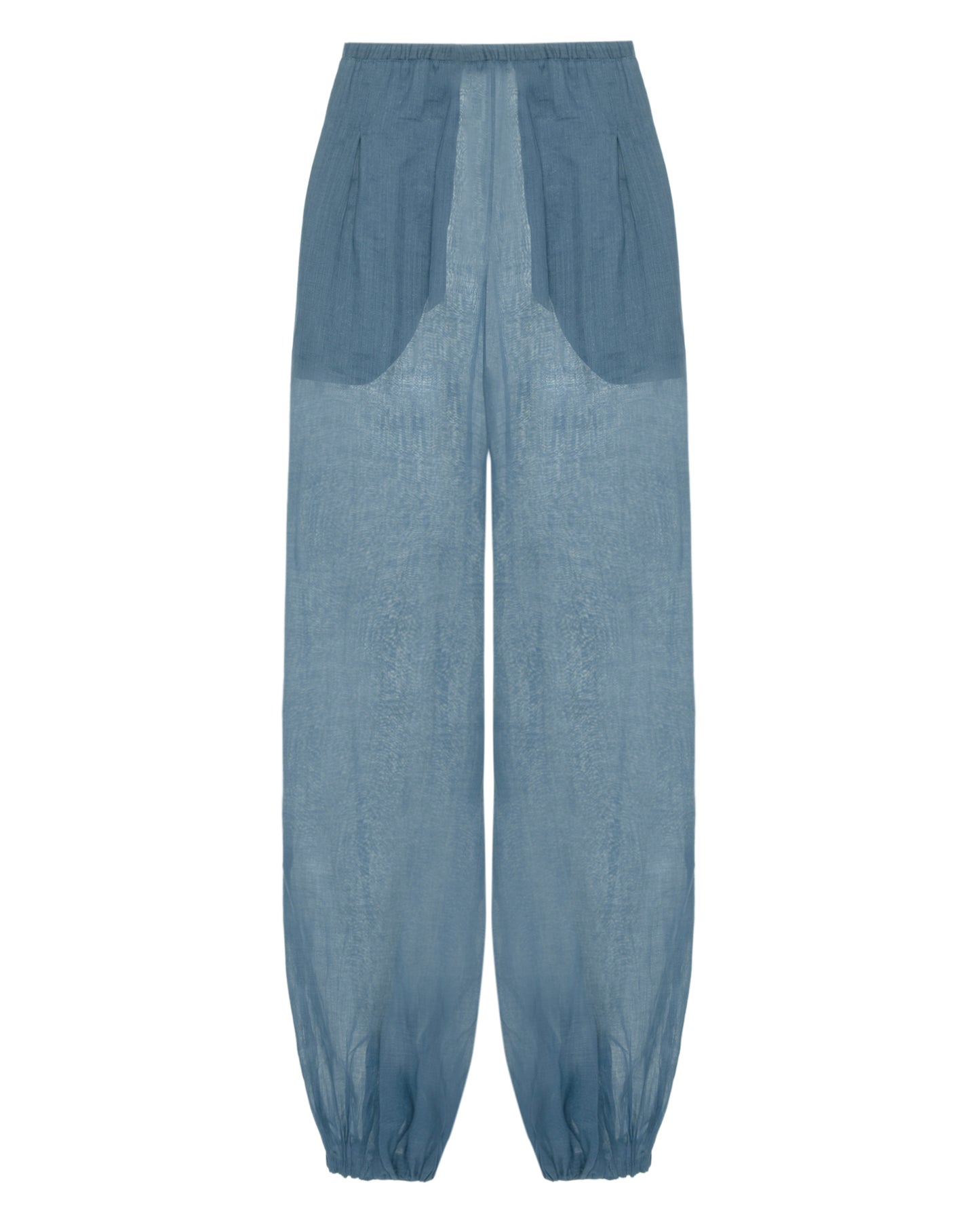 Calça Balonê Voil de Linho Azul