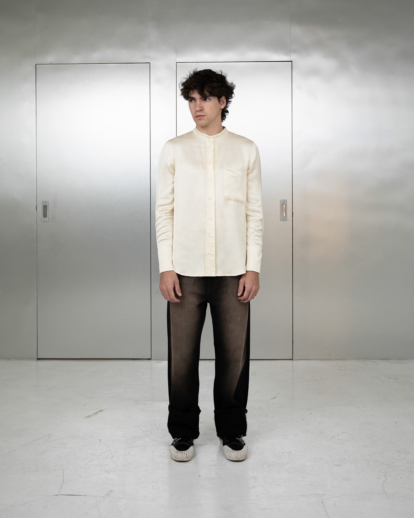 Camisa Acetinada Creme
