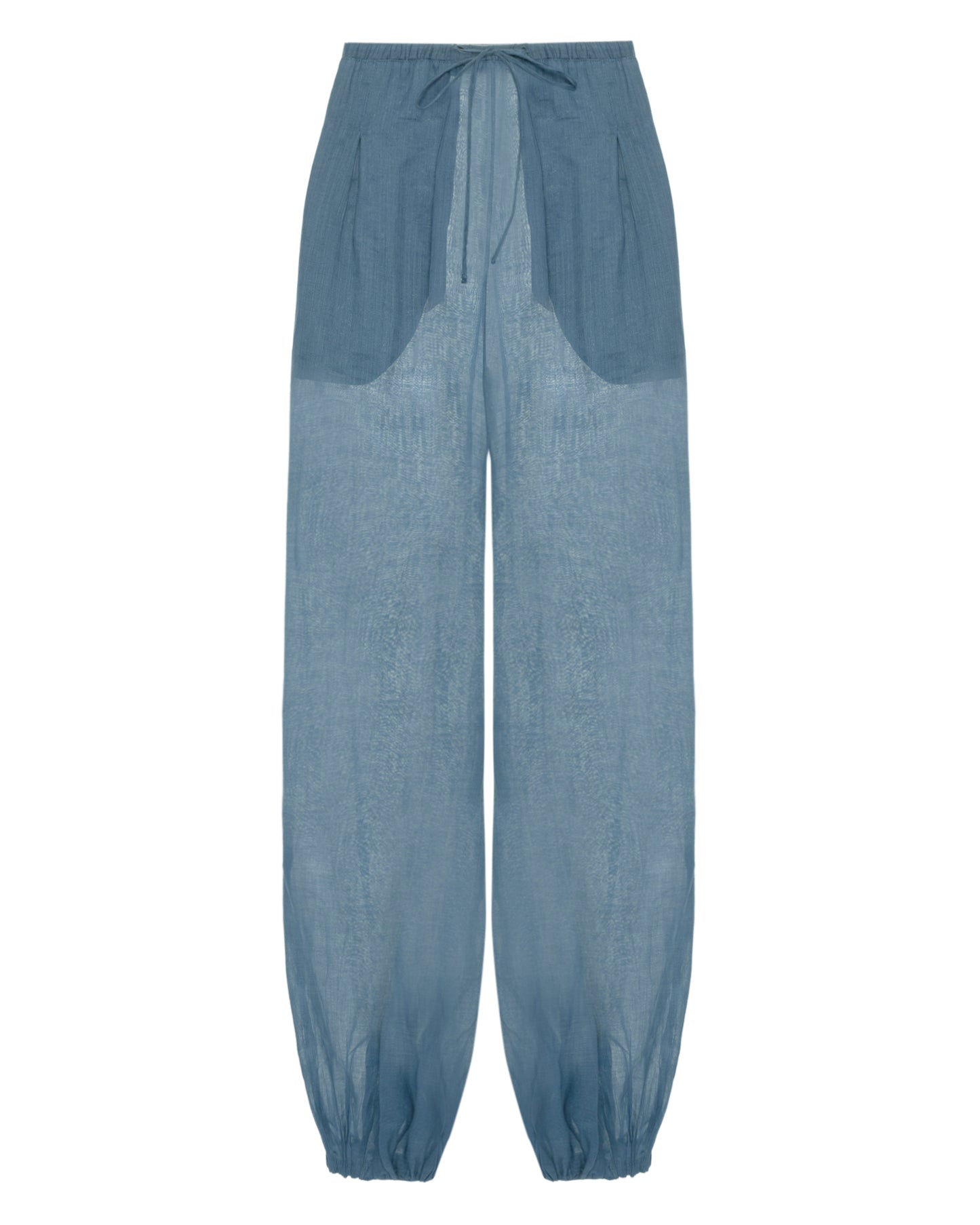 Calça Balonê Voil de Linho Azul