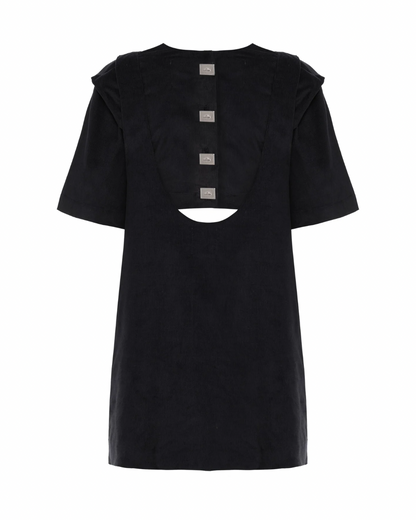 Vestido Suspensório Veludo Preto