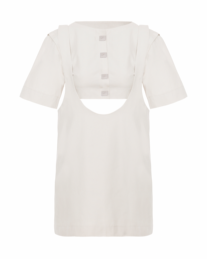 Vestido Suspensório Copenhagen Off-White