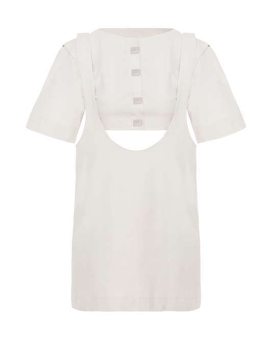 Vestido Suspensório Copenhagen Off-White