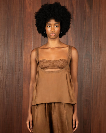 Blusa Voil de Linho Marrom