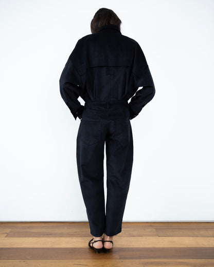 Calça Barrel Veludo Cotelê Preta