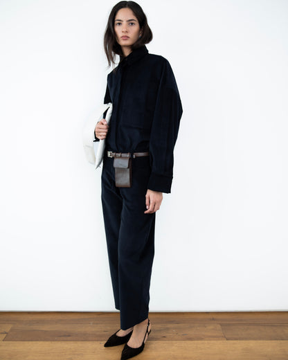 Calça Barrel Veludo Cotelê Preta