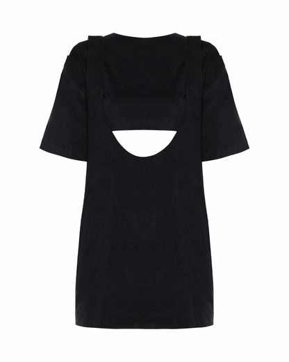 Vestido Suspensório Veludo Preto