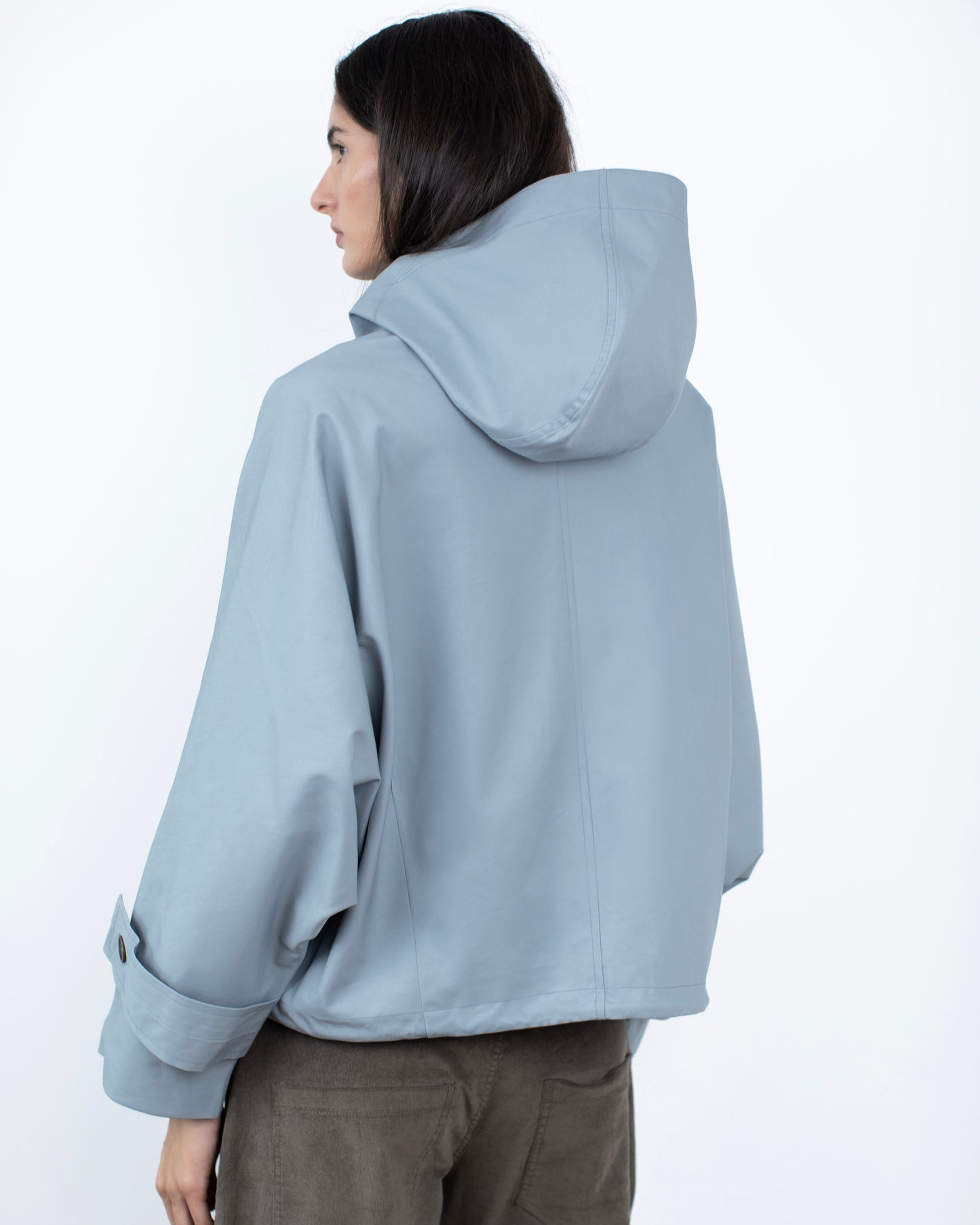 Trench Curto Dupla Face Azul
