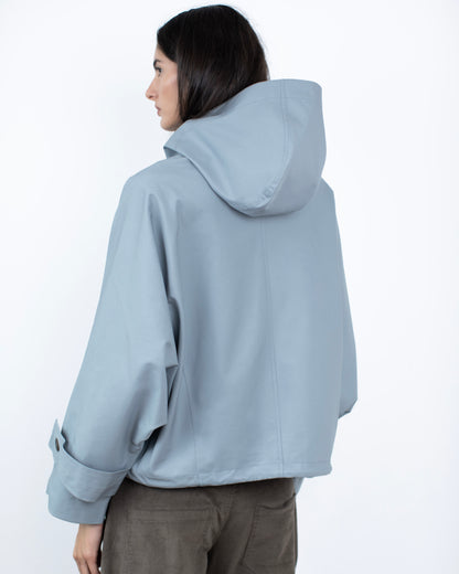 Trench Curto Dupla Face Azul