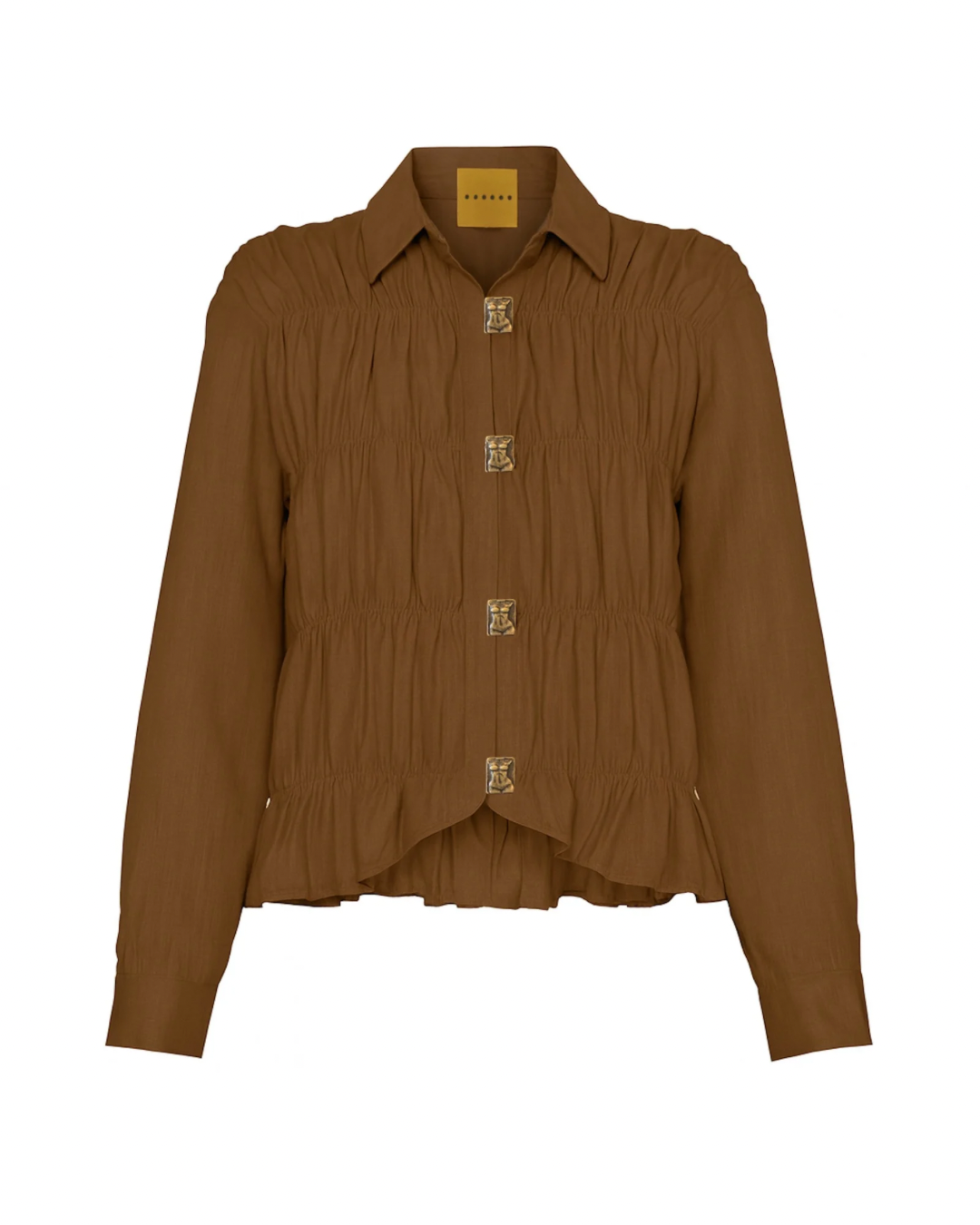 Camisa Drapeada Linho Marrom