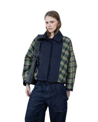 Trench Curto Dupla Face Azul Marinho