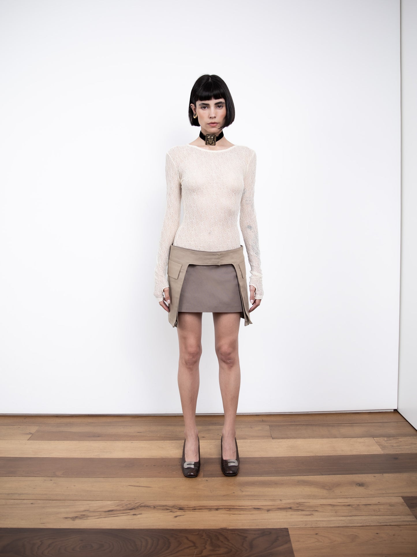 Saia Utilitária Cinza e Chá