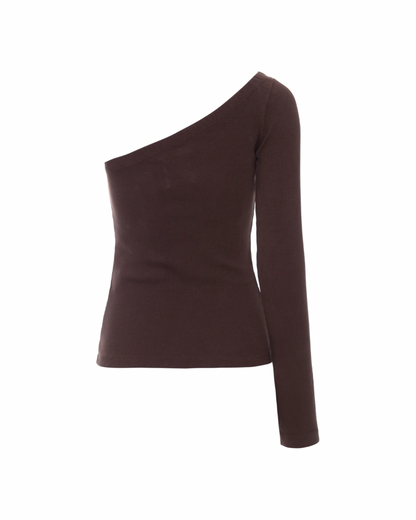 Blusa Um Ombro Só Marrom