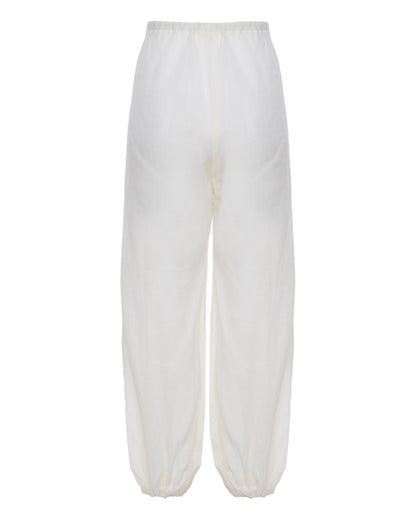 Calça Balonê Voil de Linho Off White