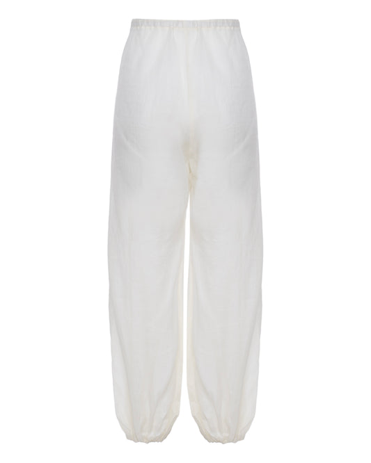 Calça Balonê Voil de Linho Off White