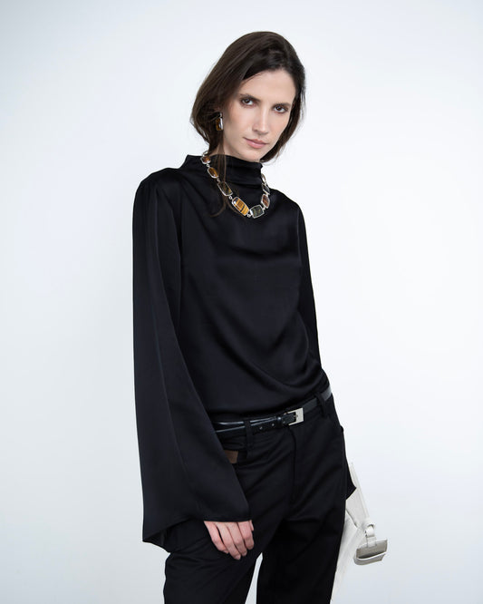 Blusa Dégage Acetinada Preta