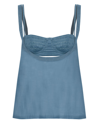 Blusa Voil de Linho Azul