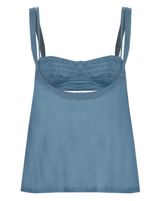 Blusa Voil de Linho Azul