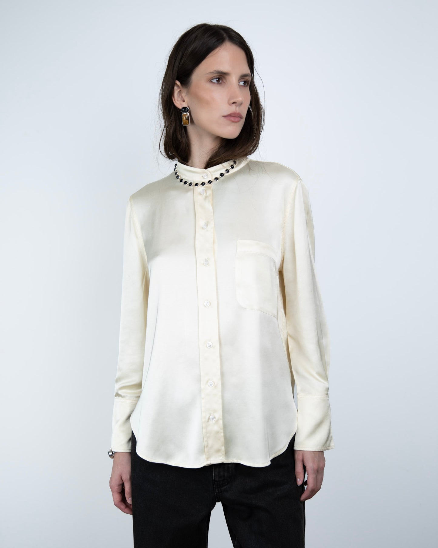 Camisa Acetinada Creme