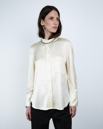 Camisa Acetinada Creme