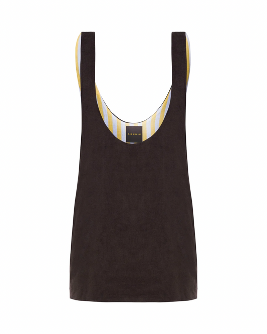 Vestido Suspensório Veludo Marrom