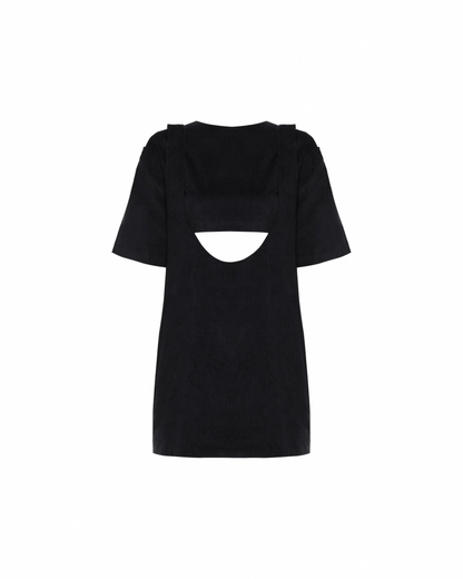 Vestido Suspensório Veludo Preto