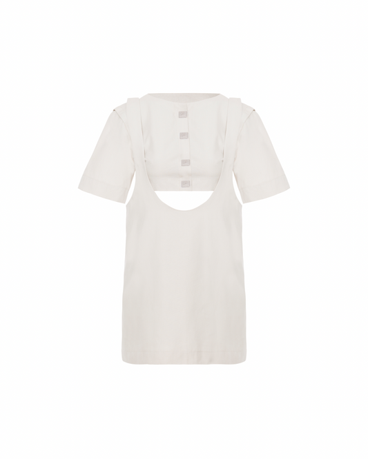 Vestido Suspensório Copenhagen Off-White