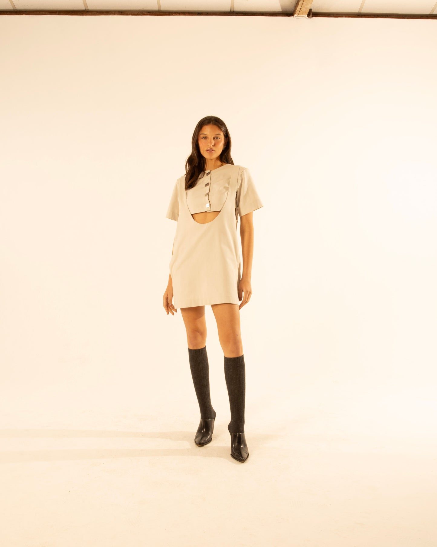 Vestido Suspensório Copenhagen Off-White