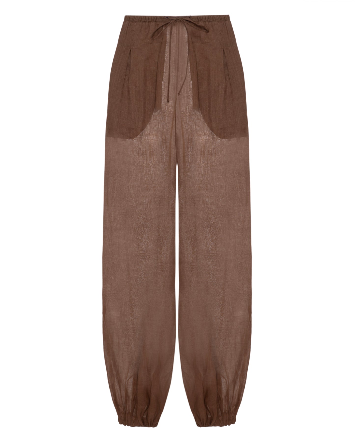 Calça Balonê Voil de Linho Marrom