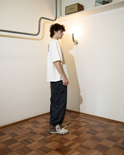 Calça Jeans Barra Cartas Bordadas Marrom