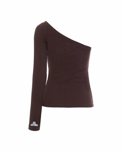 Blusa Um Ombro Só Marrom