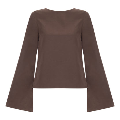 Blusa Cartas Costas Abertas Marrom