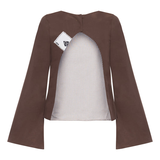Blusa Cartas Costas Abertas Marrom