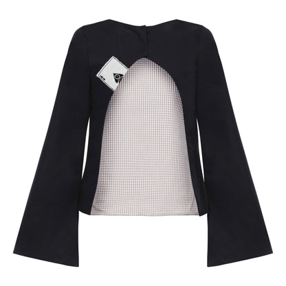 Blusa Cartas Costas Abertas Preta