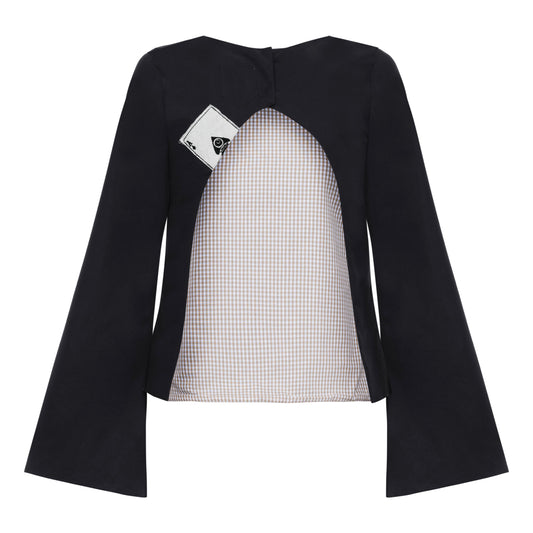 Blusa Cartas Costas Abertas Preta