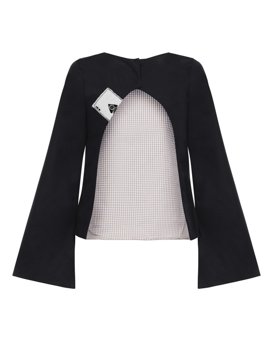 Blusa Cartas Costas Abertas Preta