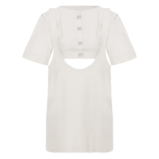 Vestido Suspensório Copenhagen Off-White