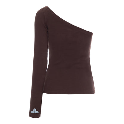 Blusa Um Ombro Só Marrom