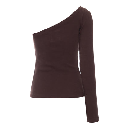 Blusa Um Ombro Só Marrom